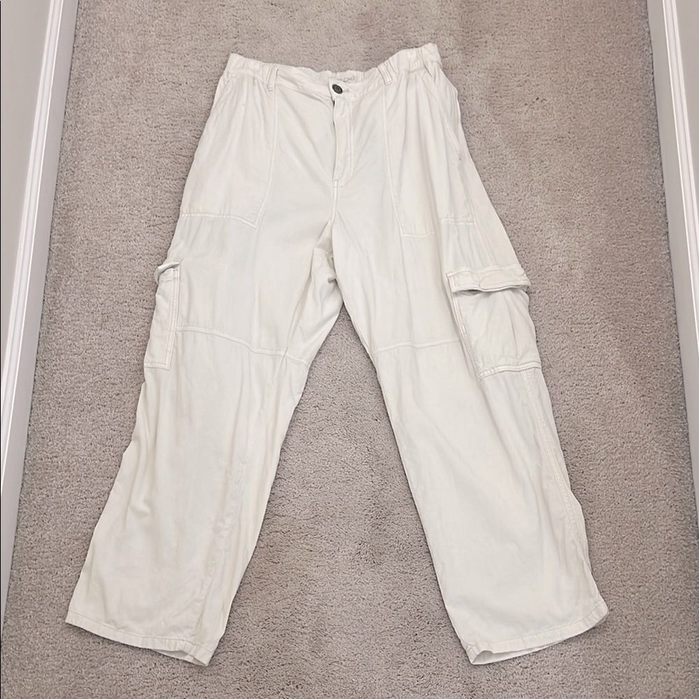 Pilcro Wide-Leg Cargo Pants in Off-White/Cream